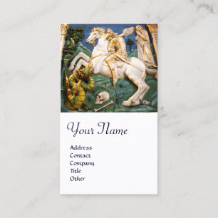 Saint George,Dragon and Princess Monogram White Business Card