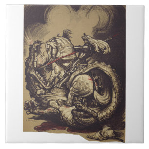 Saint George Killing the Dragon Tile