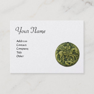 SAINT GEORGE Monogram, platinum metallic ,green Business Card