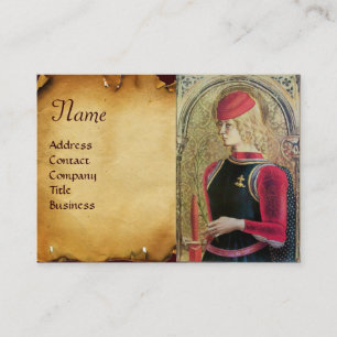 SAINT GEORGE Old Brown Parchment Monogram Business Card