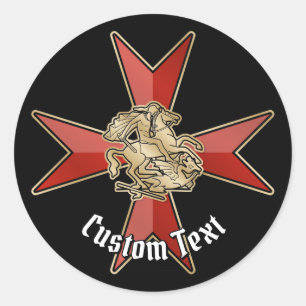Saint George over Maltese Cross Classic Round Sticker