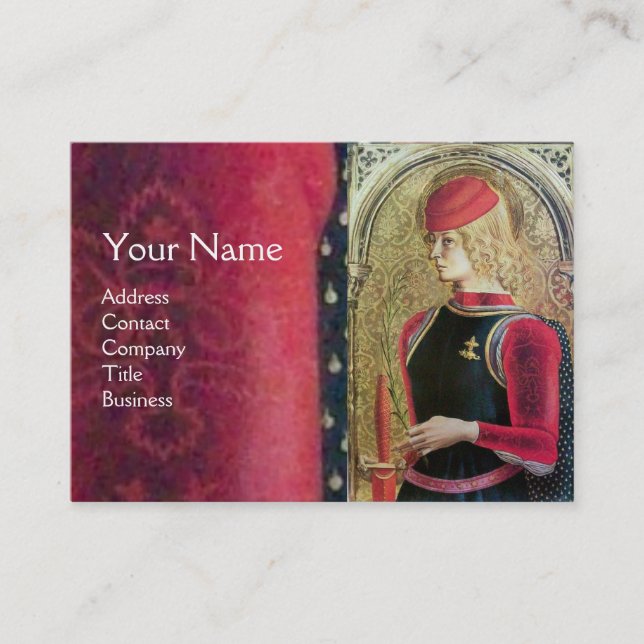 SAINT GEORGE PORTRAIT ,Red,Black,Gold Yellow Business Card (Front)