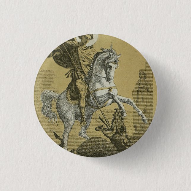 Saint George – Premium "Sunburst Gold" Art 3 Cm Round Badge (Front)