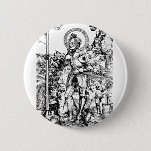 Saint George Standing with Two Angels 6 Cm Round Badge