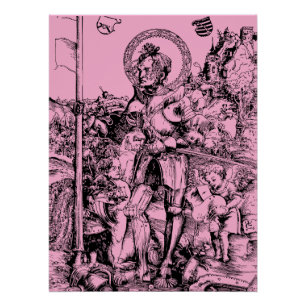 Saint George Standing with Two Angels Poster