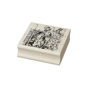 Saint George Standing with Two Angels Rubber Stamp