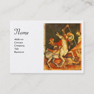 Saint George's Battle & Dragon Monogram ,White Business Card