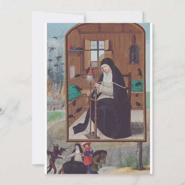 Saint Gertrude of Helfta by Simon Bening Holiday Card (Front)
