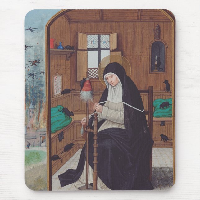 Saint Gertrude of Helfta by Simon Bening Mouse Pad (Front)