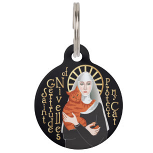 Saint Gertrude of Nivelles, Protector of Cats Pet Tag