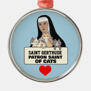 SAINT GERTRUDE, PATRON SAINT OF CATS CAT CHRISTMAS METAL TREE DECORATION