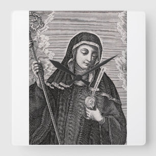 Saint Gertrude the Great German Benedictine mystic Square Wall Clock