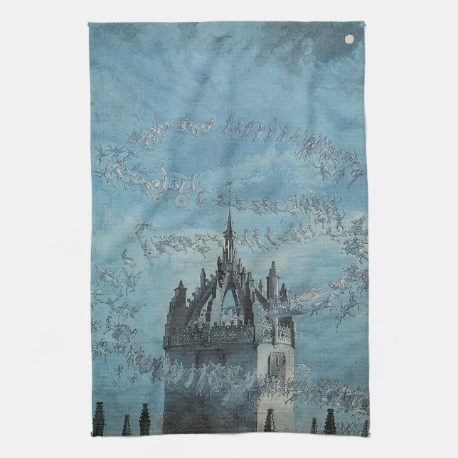Saint Giles - His Bells by Charles Altamont Doyle Tea Towel (Vertical)
