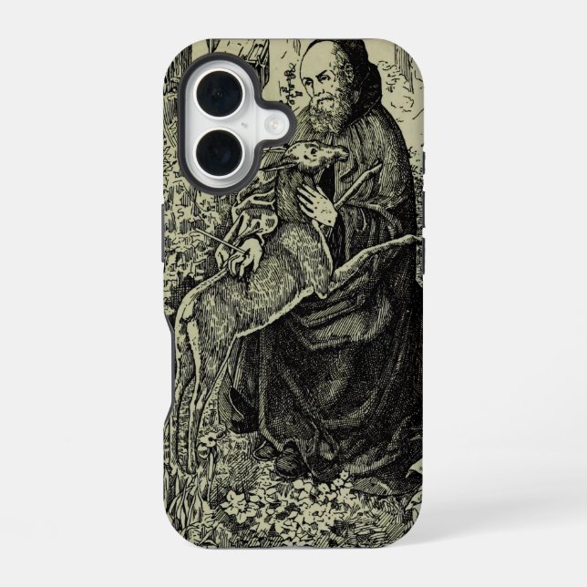 Saint Giles the Hermit iPhone 16 Case (Back)