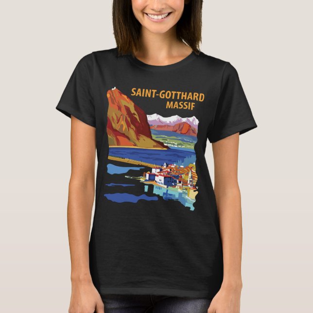 Saint Gotthard Pass Mountain Travel T-Shirt (Front)