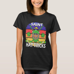 Saint Hat Tricks Hockey Shamrock St Patricks Sunse T-Shirt