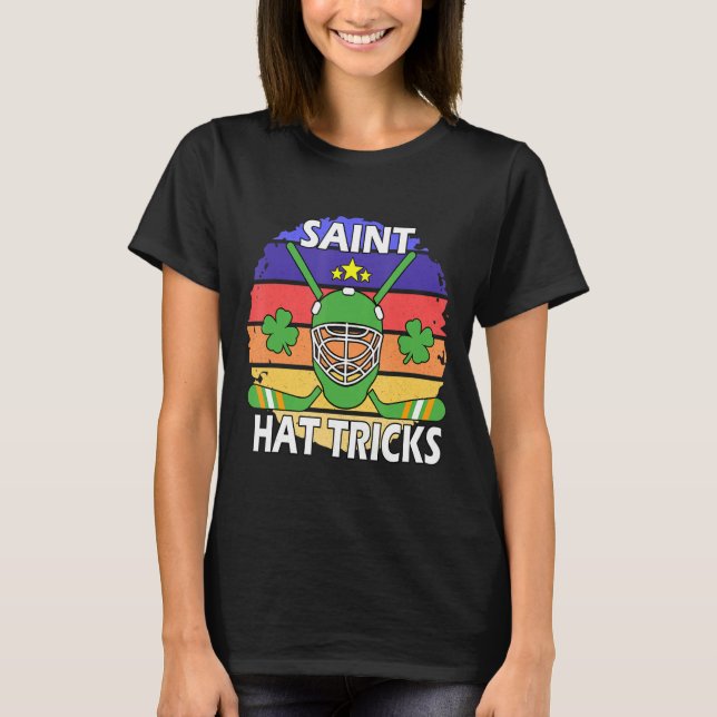 Saint Hat Tricks Hockey Shamrock St Patricks Sunse T-Shirt (Front)