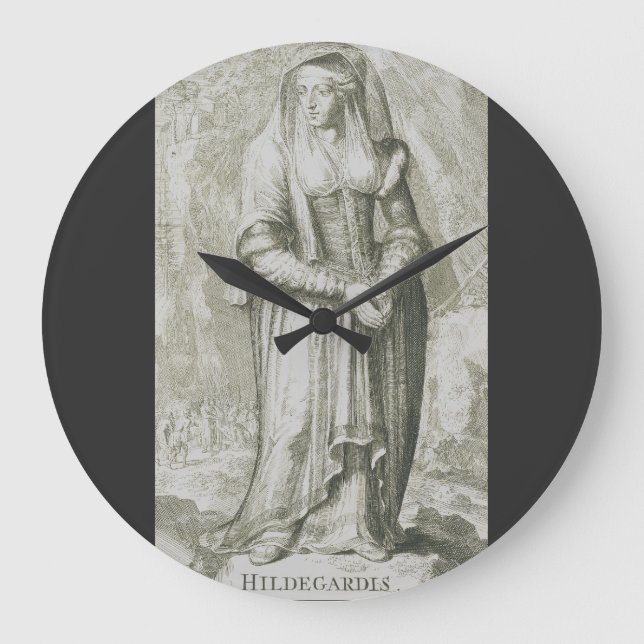 Saint Hildegard of Bingen Mediaeval Mystic Large Clock (Front)
