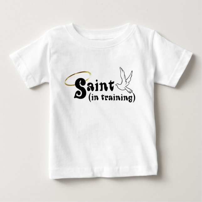 Saint in Training baby tee with wings (Front)