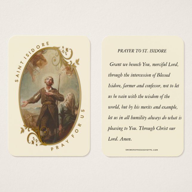 Saint Isidore the Farmer Laborer Religious Prayer  (Front & Back)