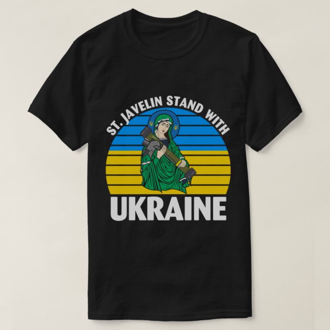 Saint Javelin Stand With Ukraine   T-Shirt (Design Front)