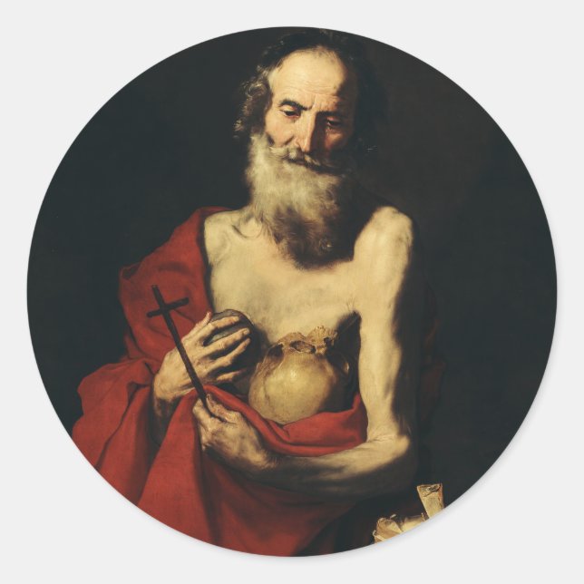 Saint Jerome by Jusepe de Ribera Classic Round Sticker (Front)
