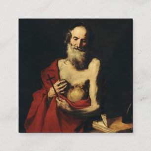 Saint Jerome by Jusepe de Ribera Square Business Card