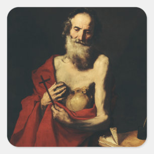 Saint Jerome by Jusepe de Ribera Square Sticker