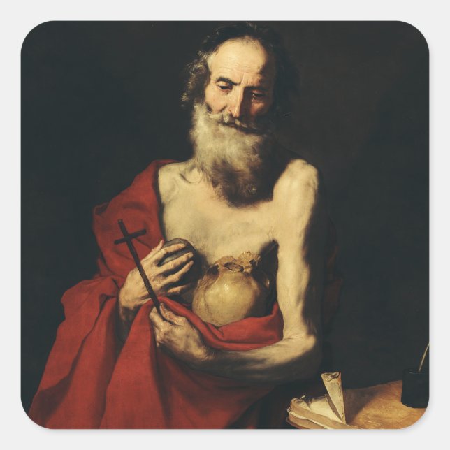 Saint Jerome by Jusepe de Ribera Square Sticker (Front)