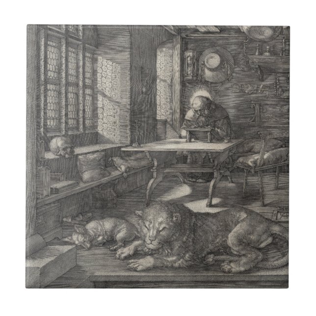 Saint Jerome in His Study by Albrecht Durer Tile (Front)
