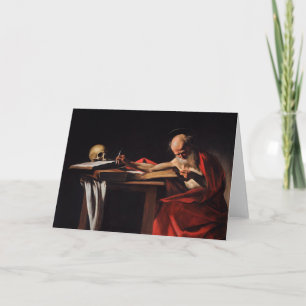 Saint Jerome Writing (by Caravaggio) Card