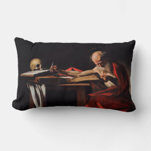 Saint Jerome Writing (by Caravaggio) Lumbar Cushion