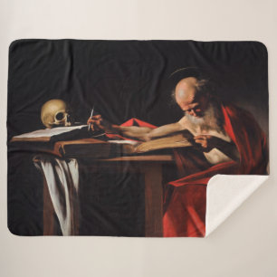 Saint Jerome Writing (by Caravaggio) Sherpa Blanket