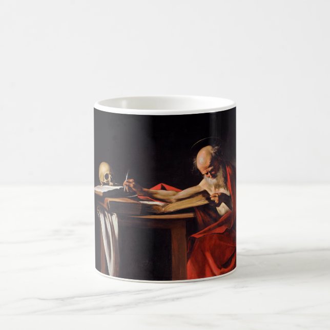 Saint Jerome Writing by Michelangelo Caravaggio Coffee Mug (Center)