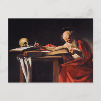 Saint Jerome Writing by Michelangelo Caravaggio Postcard