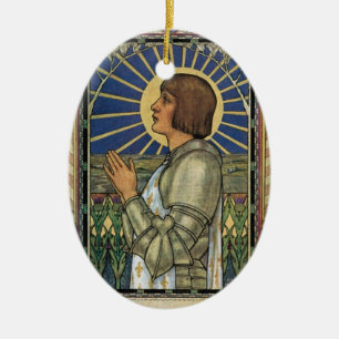 Saint Joan of Arc Stained Glass Image Ceramic Tree Decoration