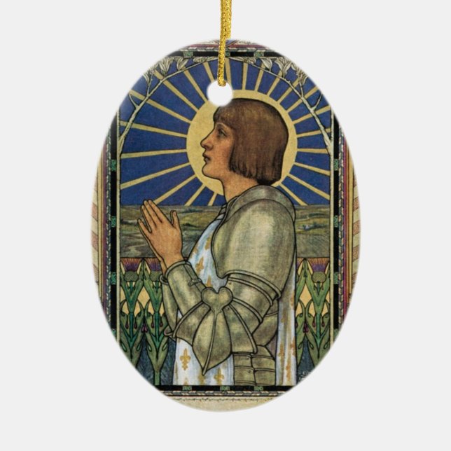 Saint Joan of Arc Stained Glass Image Ceramic Tree Decoration (Front)