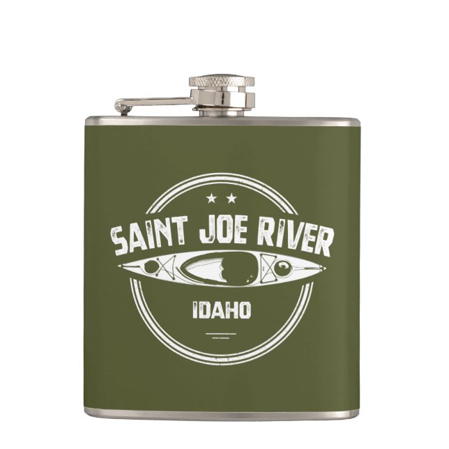 Saint Joe River Idaho Kayaking Hip Flask (Front)