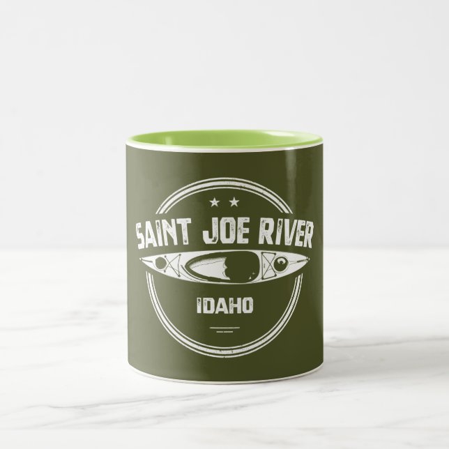 Saint Joe River Idaho Kayaking Two-Tone Coffee Mug (Center)