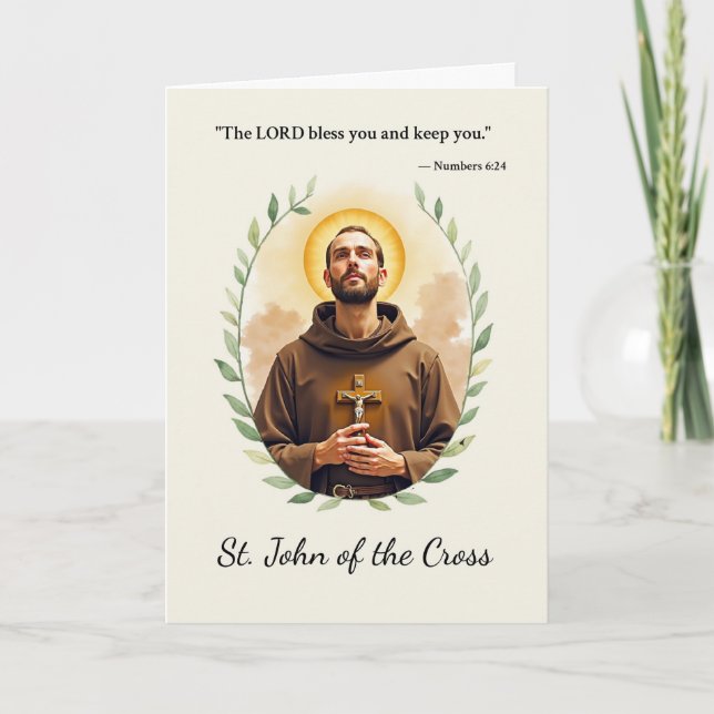 Saint John of the Cross Gods Peace with Scripture Card (Front)