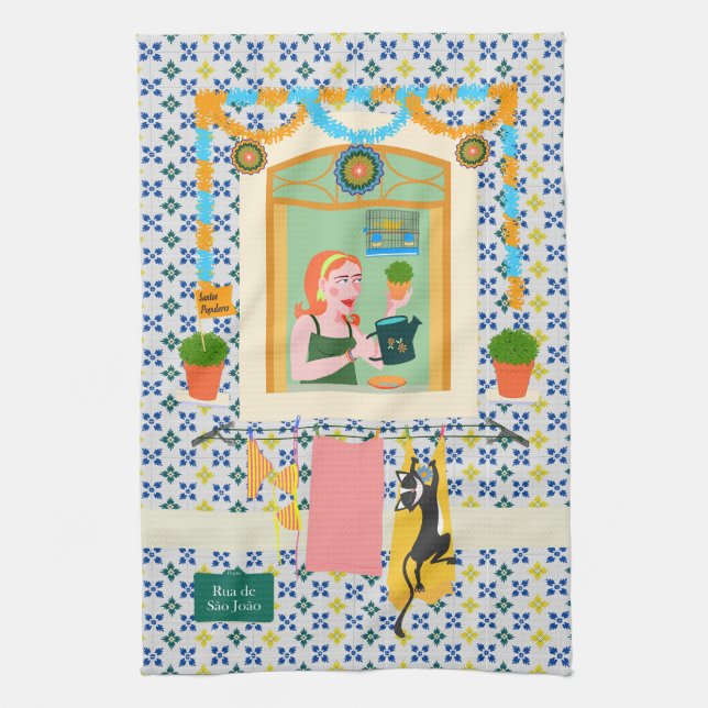 Saint John Portuguese Festa Neighbour Tea Towel (Vertical)