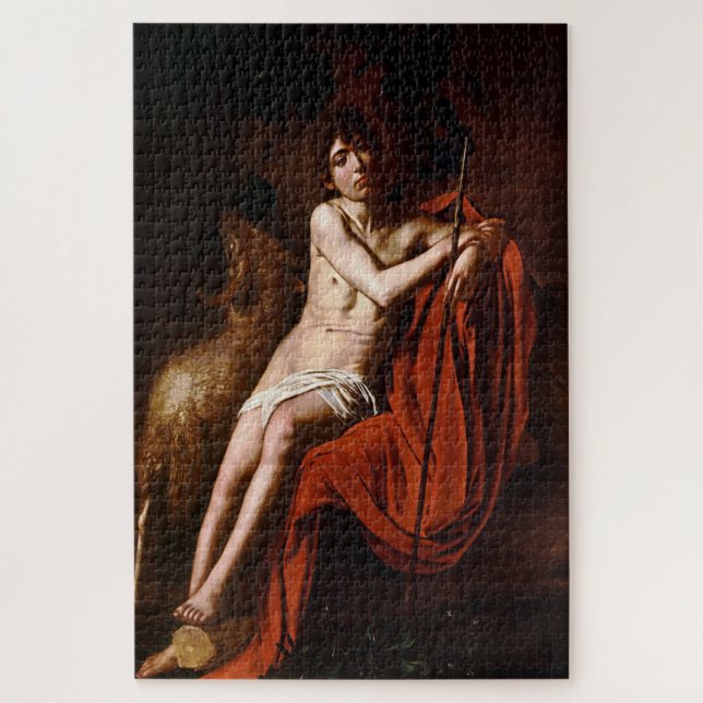 Saint John the Baptist in Wilderness by Caravaggio Jigsaw Puzzle (Vertical)
