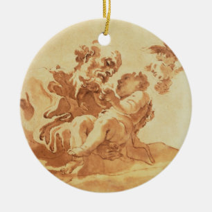 Saint Joseph adoring the Christ Child (pen, ink, b Ceramic Tree Decoration