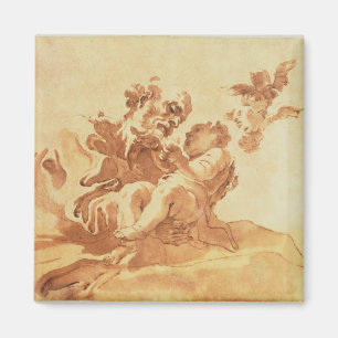 Saint Joseph adoring the Christ Child (pen, ink, b Magnet