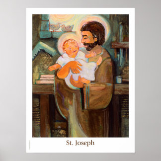 Saint Joseph and Baby Jesus poster