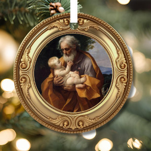 Saint Joseph and Infant Jesus Advent Jesse Tree Metal Tree Decoration