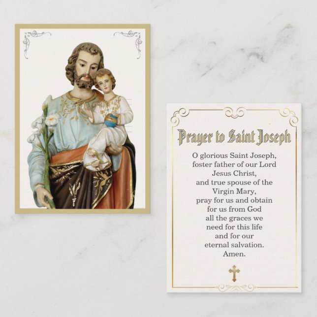 Saint Joseph Catholic Devotional Prayer Card (Front/Back)