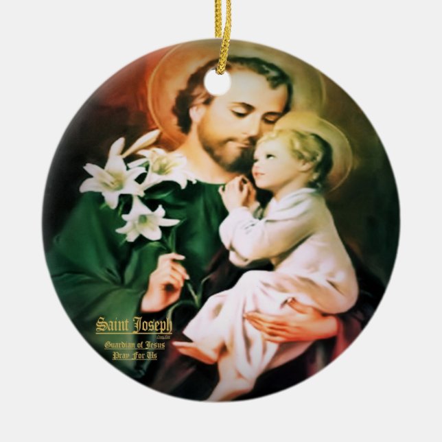 Saint Joseph, Guardian of Jesus Ceramic Tree Decoration (Front)