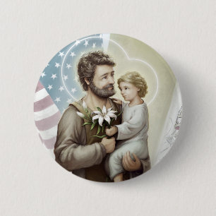 Saint Joseph the Protector 6 Cm Round Badge