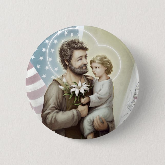 Saint Joseph the Protector 6 Cm Round Badge (Front)